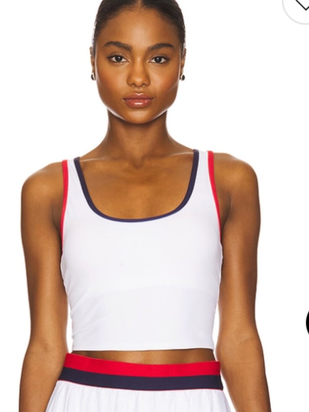 NWOT Beach Riot White Racerback Crop Tank with Red & Navy Trim